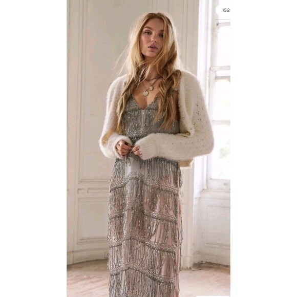 Free People Dresses & Skirts - Free People Bali Speakeasy Flapper Vintage Fringe Embellished Bodysuit Dress M